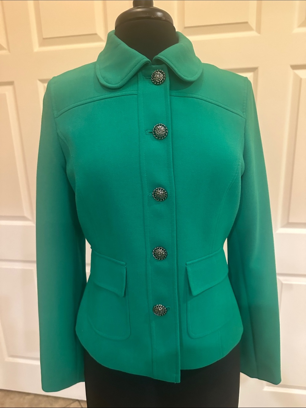 Karl Lagerfeld Teal Green Buttoned Tailored Jacket